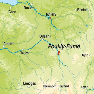 Map showing Pouilly-Fume AOC