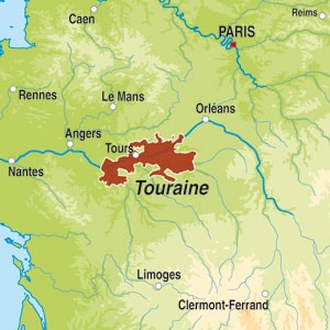 Map showing Touraine AOP