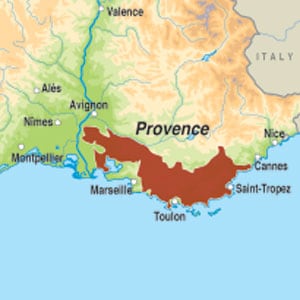 Map showing Coteaux d'Aix-en-Provence AOP