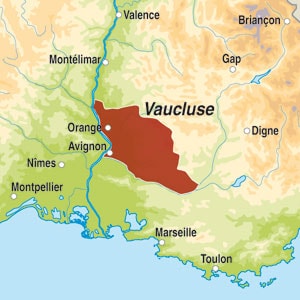 Map showing Cotes du Rhone-Villages AOC Seguret