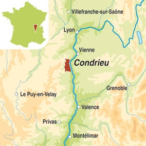 Map showing Condrieu AOC