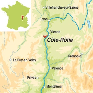 Map showing Cote-Rotie AOC