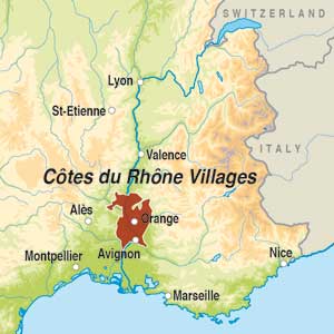 Map showing  Cotes du Rhone Villages AOC Visan