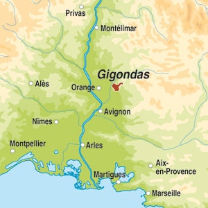 Map showing Gigondas AOP