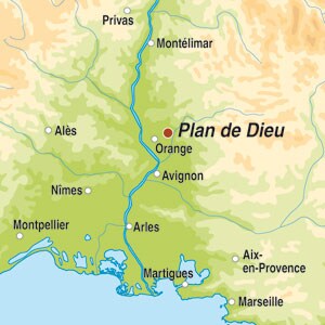 Map showing Côtes du Rhône-Villages AOC