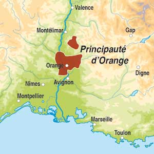 Map showing Principaute d'Orange VdP