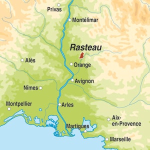 Map showing Rasteau AOP