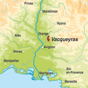 Map showing Vacqueyras AOC
