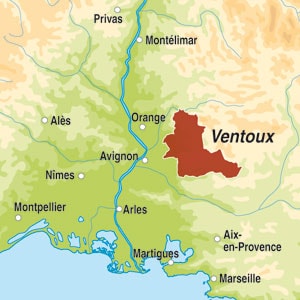 Map showing Ventoux AOP
