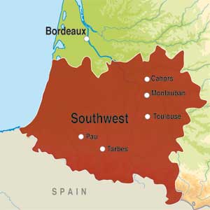 Map showing Vin de France