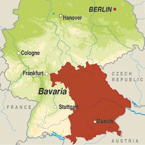 Map showing Bavaria