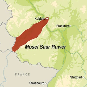 Map showing Mosel Qualitätswein