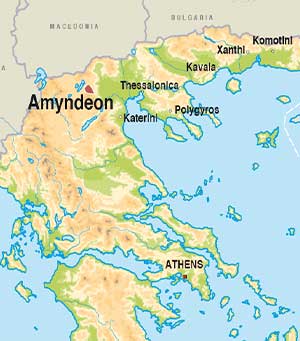 Map showing Amyndeon PDO