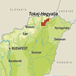 Map showing Tokaji Aszu
