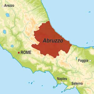Map showing Montepulciano d'Abruzzo DOC
