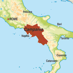 Map showing Irpinia Aglianico DOC