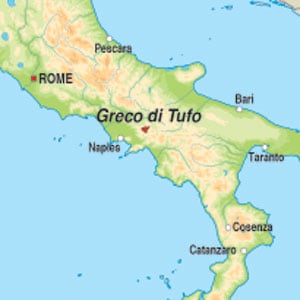 Map showing Greco di Tufo DOCG