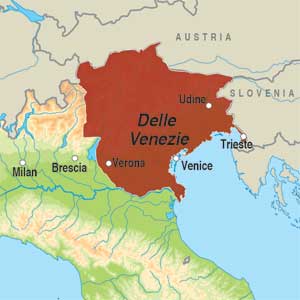 Map showing Delle Venezie DOC