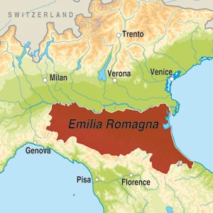 Map showing Romagna DOC