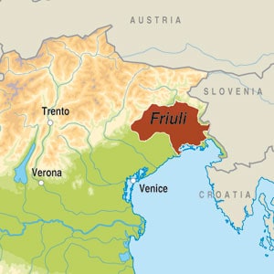 Map showing DOP Friuli