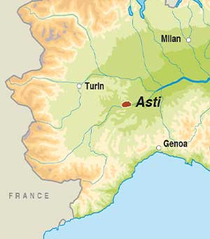 Map showing Moscato d'Asti DOCG