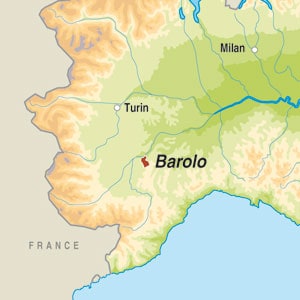 Map showing Barolo DOCG