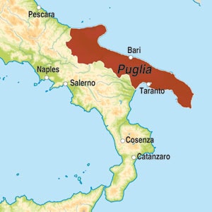 Map showing Puglia IGP