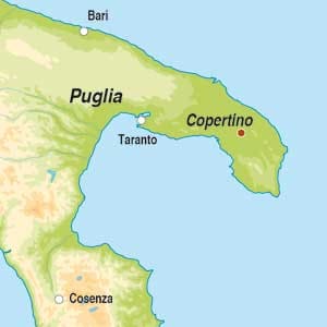 Map showing Copertino DOC