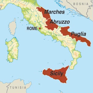 Map showing Vino Rosso