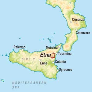 Map showing Etna Rosso DOC