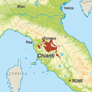 Map showing Chianti DOCG
