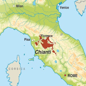 Map showing Chianti Colli Senesi DOCG