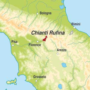 Map showing Chianti Rufina Riserva DOCG