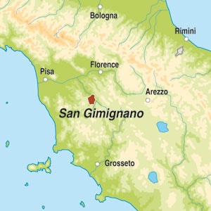 Map showing Vernaccia di San Gimignano DOCG
