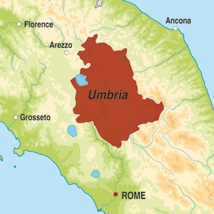 Map showing Umbria IGP