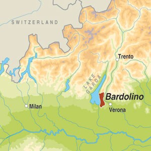 Map showing Bardolino Classico DOP