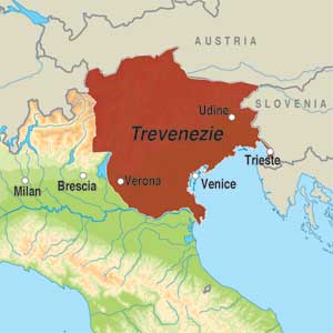 Map showing Trevenezie IGP