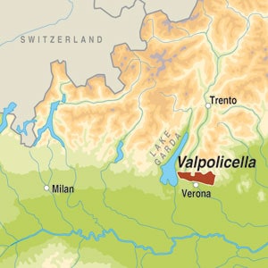 Map showing Amarone della Valpolicella Classico DOC