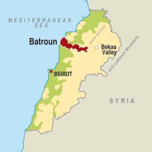Map showing Batroun