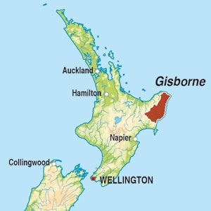 Map showing Gisborne