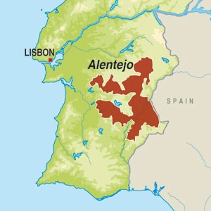 Map showing Vinho Regional Alentejano