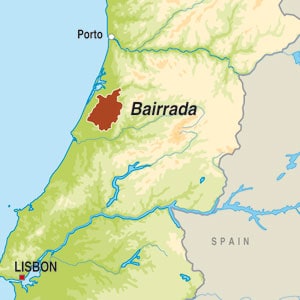 Map showing Bairrada DOC