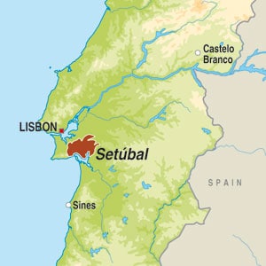 Map showing Vinho Regional Península de Setúbal