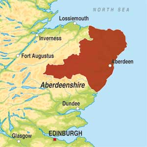 Map showing Aberdeenshire