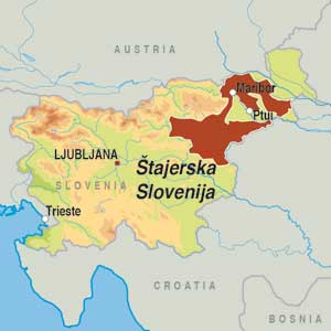 Map showing Stajerska Slovenija