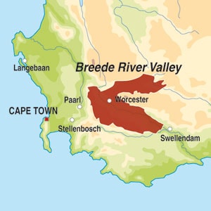 Map showing Breede River Valley WO