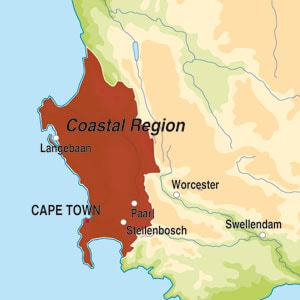 Map showing Cape West Coast