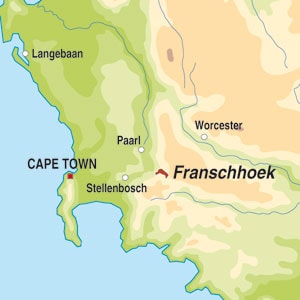 Map showing Franschhoek