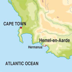 Map showing Hemel-en-Aarde Valley