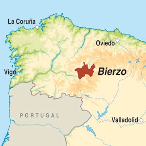 Map showing Bierzo DO